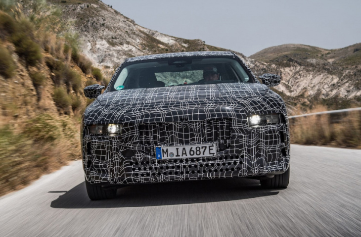 electric bmw i7 teased in official “spy shots”