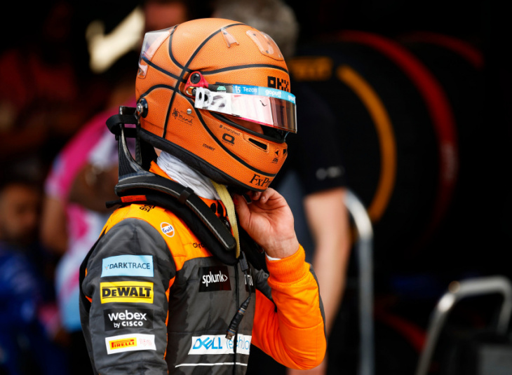 how mclaren's lando norris raced the f1 miami grand prix with a basketball on his head