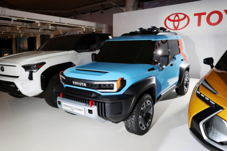 toyota showcases a baby land cruiser among its battery of electric vehicle concepts