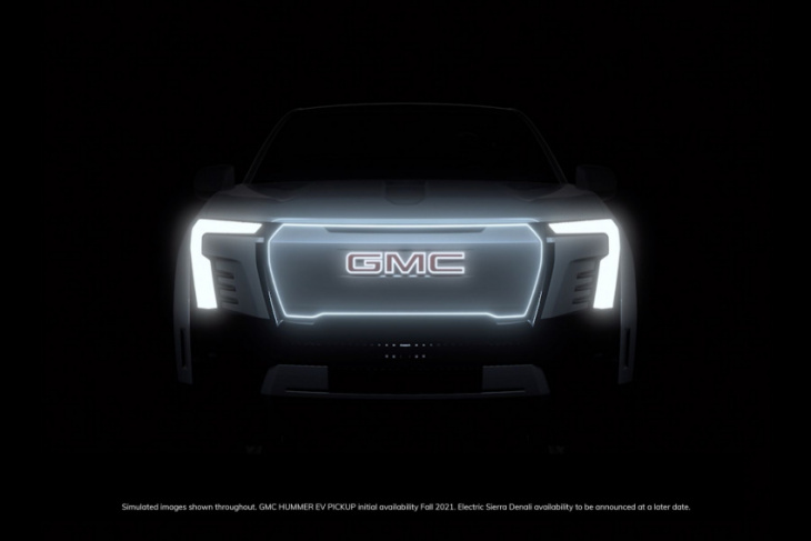 light 'em up: gmc teases all-electric sierra with bold front-end lighting