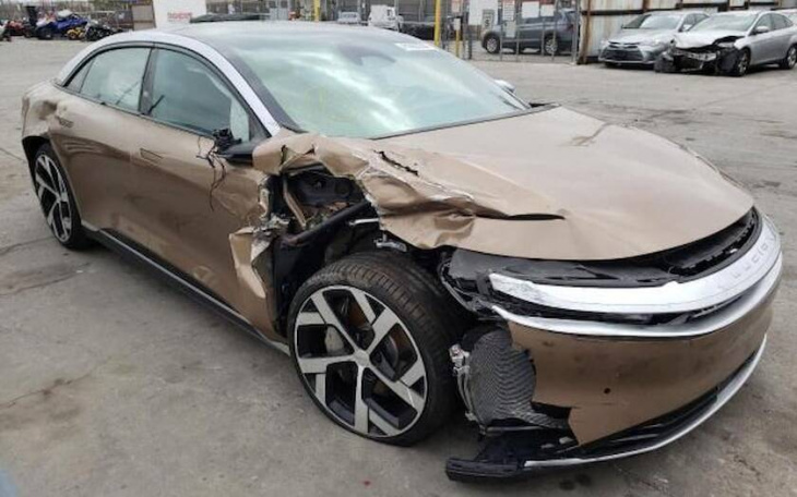 crashed lucid air listed for sale with original price