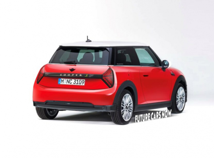 2023 mini electric hatch rendered in production form based on spy shots