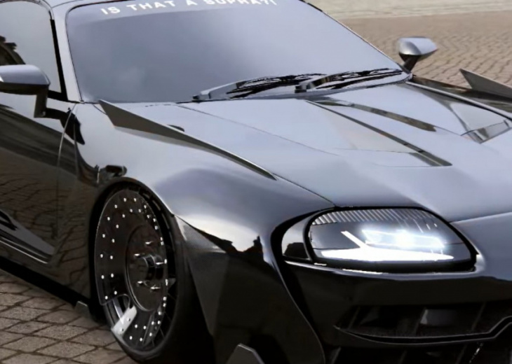 feral a80 toyota supra widebody restomod has cgi lambo flares and covered wheels
