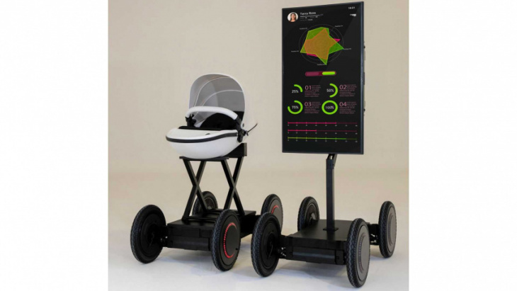 hyundai unveils weird 'droid' mobile platform with baby stroller on top