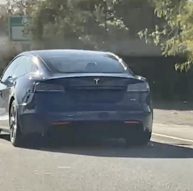 tesla model s prototype spotted with new charge port and taillights