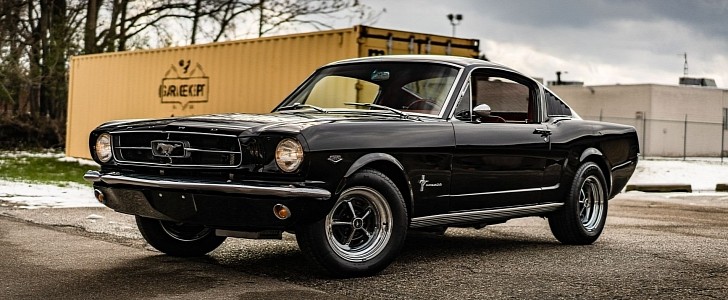 low-mile 1966 ford mustang fastback chants about classic red and black glory