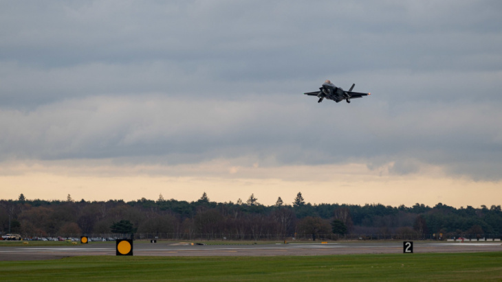 first u.s. air force f-35a fighter jets land at raf lakenheath