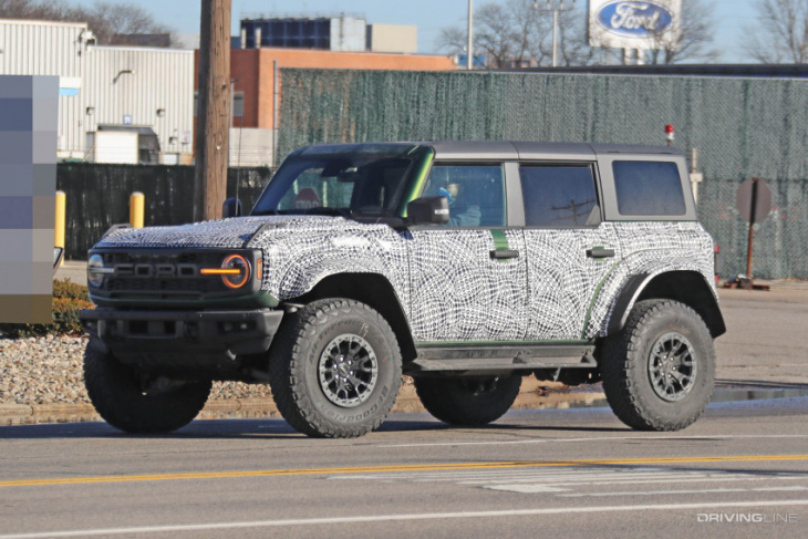 spy photos: 2023 ford bronco raptor spotted nearly naked