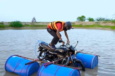 this bike rides on water and sums up desi jugaad rather well