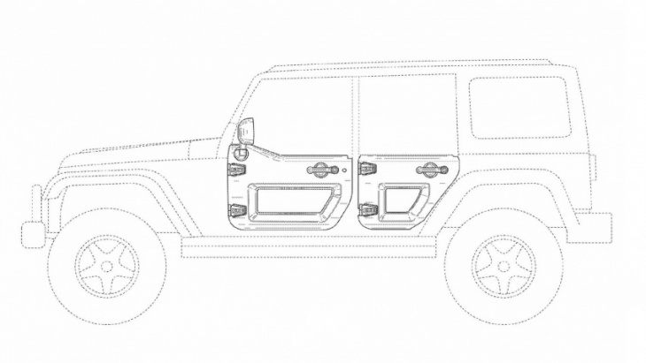 jeep wrangler shown with cut-out doors in revealing patent filing