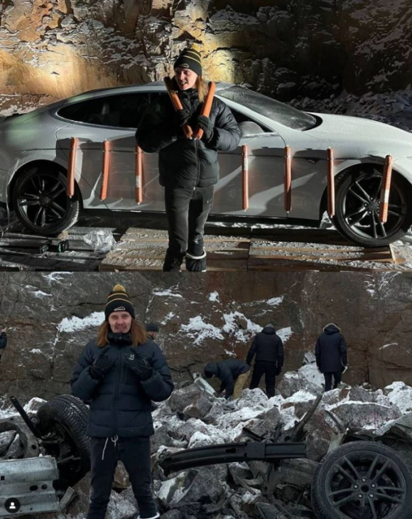 blowing up your tesla model s with 66 lbs of dynamite is a strange form of protest