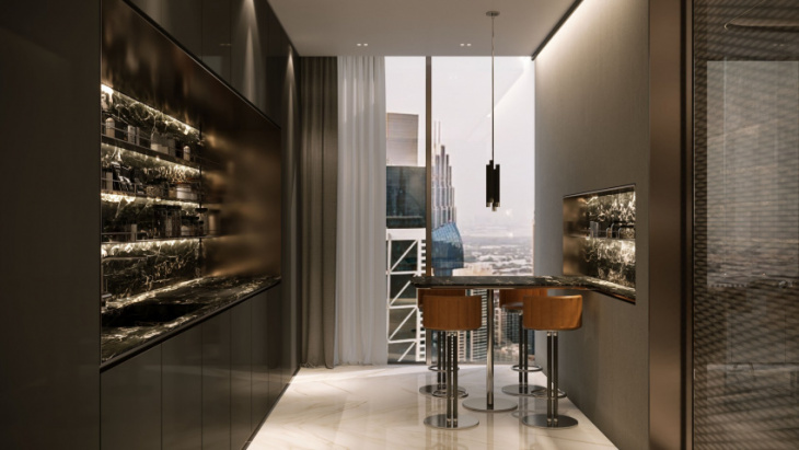 the new davinci tower in dubai features interiors from pagani