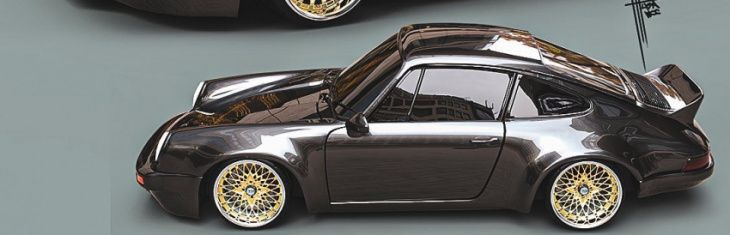 blacked-out porsche 930 keeps proud ducktail even after fall to the jdm side