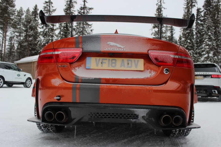 jaguar ice academy teaches car control on a frozen lake in sweden