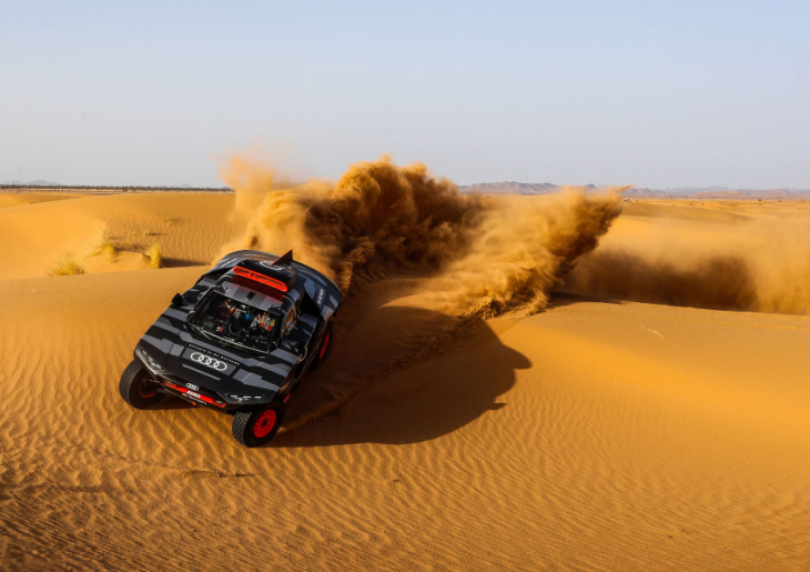 audi tests electrified rs q e-tron in scorching moroccan desert