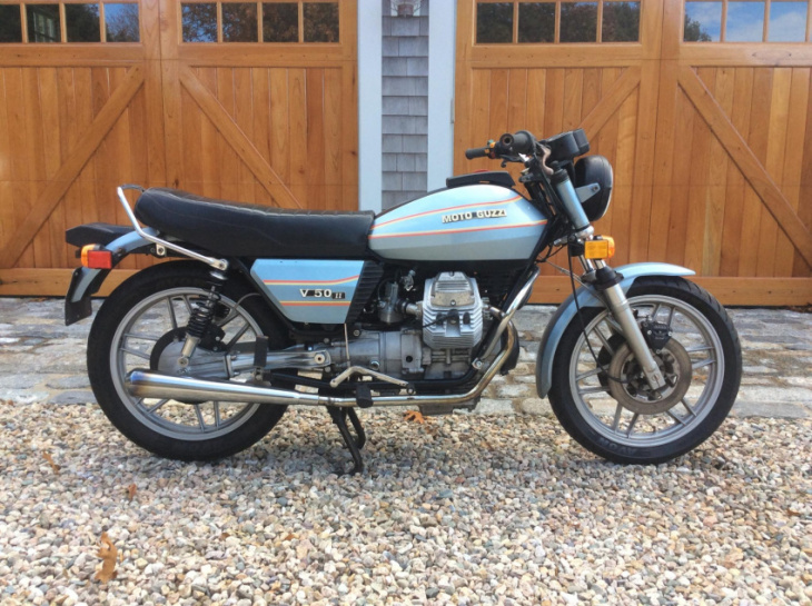 revamped 1980 moto guzzi v50 ii is a 9k-mile relic clad with modern componentry