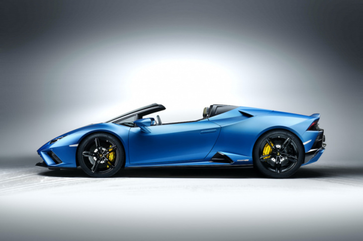 android, lamborghini reveals huracán evo spyder in rear-drive and stunning blue