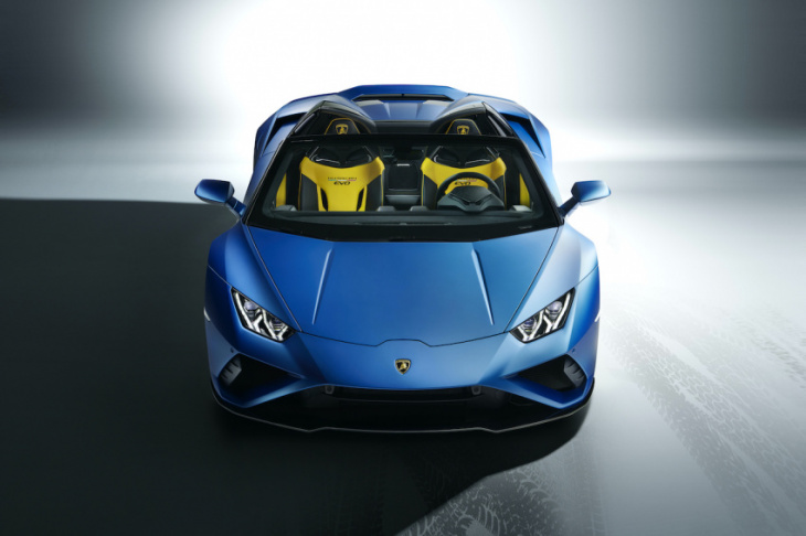android, lamborghini reveals huracán evo spyder in rear-drive and stunning blue