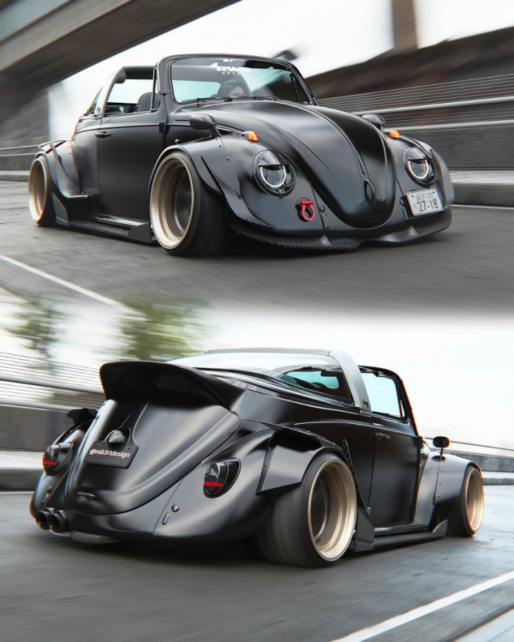 ultra-widebody rwb volkswagen beetle “targa” is a menacingly enticing dream