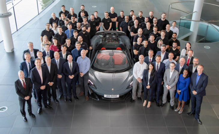 mclaren automotive sees 20,000th model roll off the line in woking