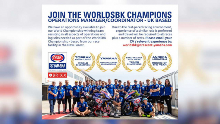 2021 wsbk championship winning pata yamaha team is now hiring