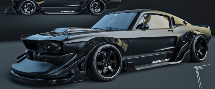 widebody '67 ford mustang flaunts “subtle aggression” when satin and glossy black