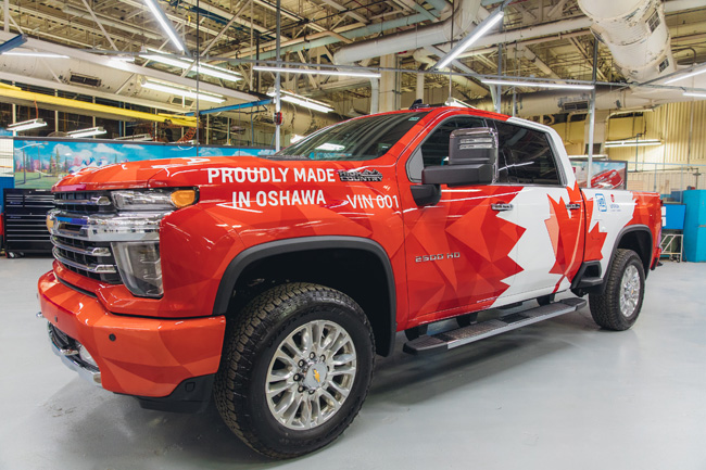 gm canada announced first chevrolet silverado from reopened oshawa assembly plant
