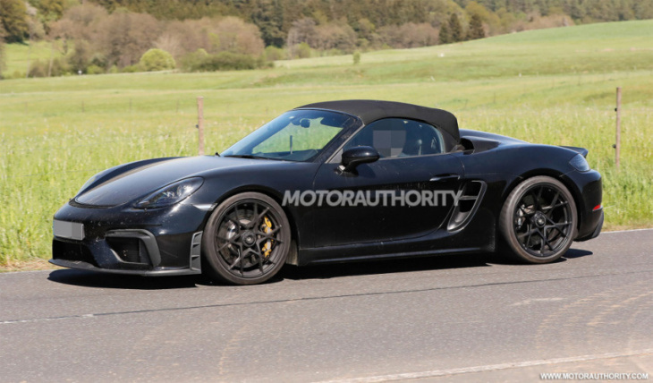2023 porsche 718 boxster spyder rs spy shots: hardcore convertible coming with almost 500 hp