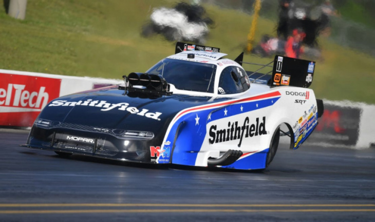 brittany force leads nhra records assault in friday qualifying at virginia nationals
