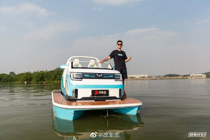 wuling mini ev-based speed boat? owners taking modification to a new level!