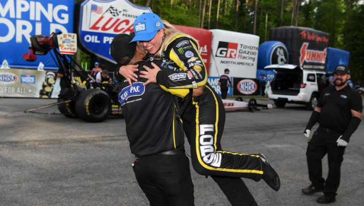 complete virginia nhra nationals results: brittany force defies weather, caps perfect weekend