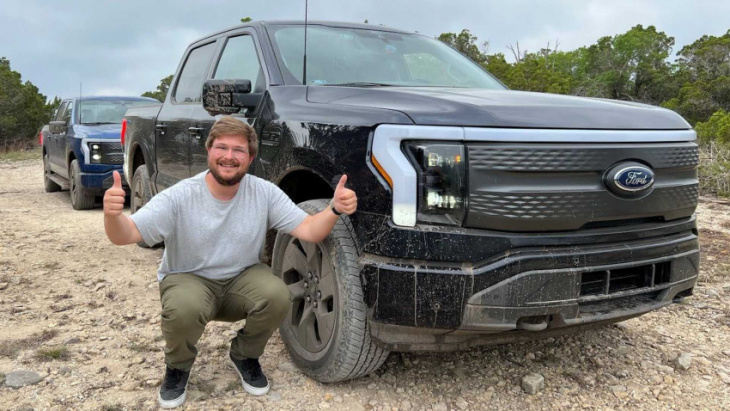 watch ford f-150 lightning electric truck hit the off-road trails