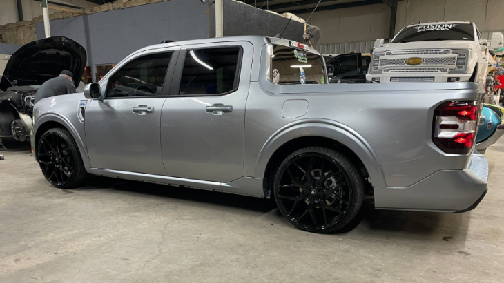 a slammed and bagged 2022 ford maverick xl makes an awesome mini truck