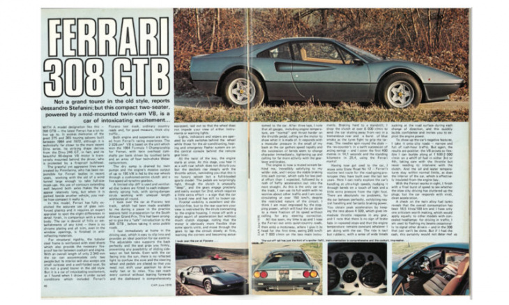 car retro road test: ferrari 308 gtb, june 1976