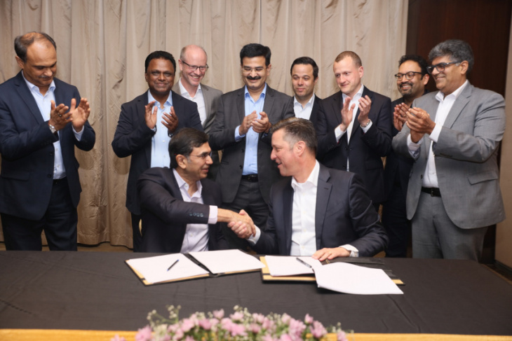 volkswagen and mahindra sign partnering agreement for meb electric components