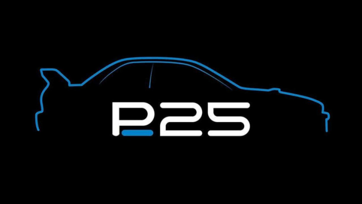 prodrive p25 teaser looks like subaru impreza rally car from the 1990s