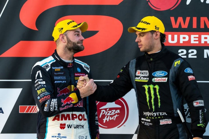 supercars: ford star takes the fight to van gisbergen at winton