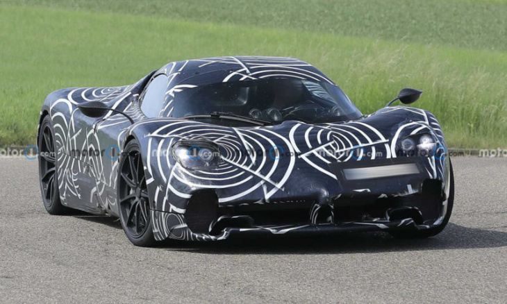 the pagani c10 hypercar has been spied in its camo debut 