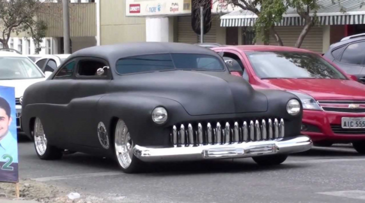 stunning full custom deluxe matte black 1951 ford mercury with a breath-taking air suspension setup
