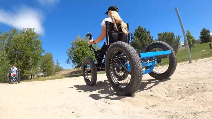 man builds an off-road wheelchair so his wife can explore places she never imagined