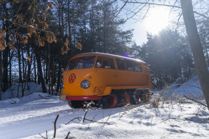 half-track fox – the restored 1962 vw minivan with 8 wheels