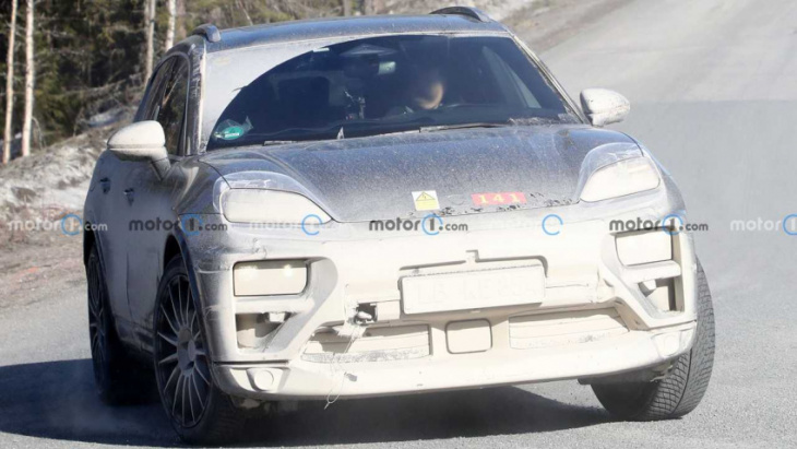 porsche macan ev spied showing styling differences between trim levels