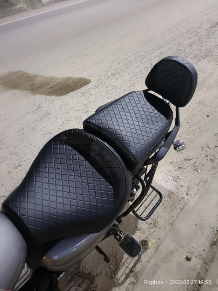 modified the seat of my royal enfield meteor bike for more comfort