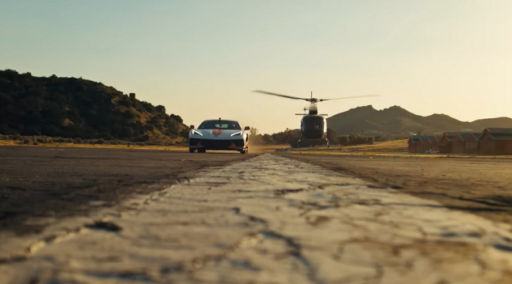 epic land and air battle: emelia hartford pits her record-breaking c8 against a chopper!