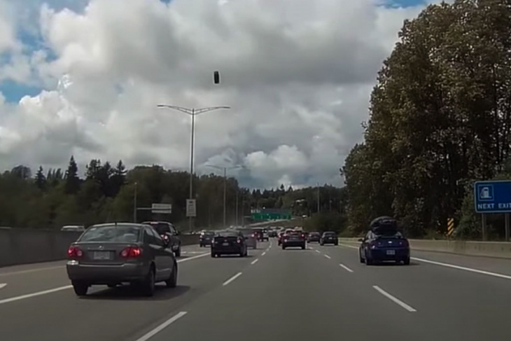 watch: flying tire gets major air on b.c. highway, smashes minivan