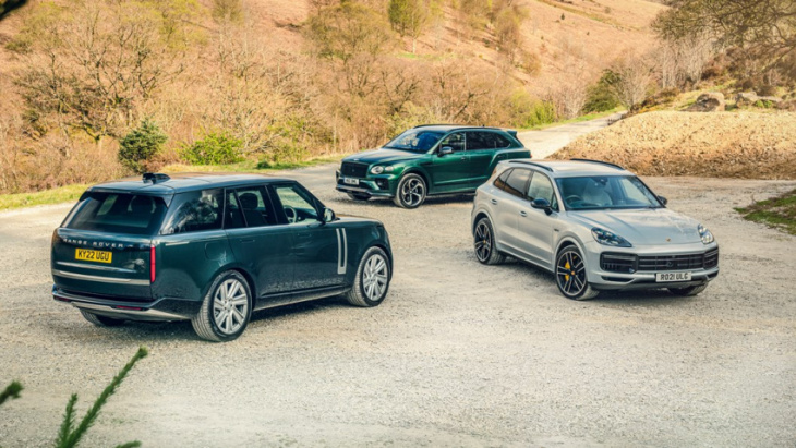 range rover vs bentayga, cayenne and s-class group test review