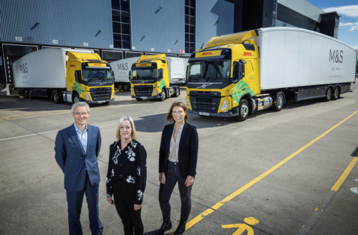 dhl introduces 20 bio-lng trucks into its m&s fleet