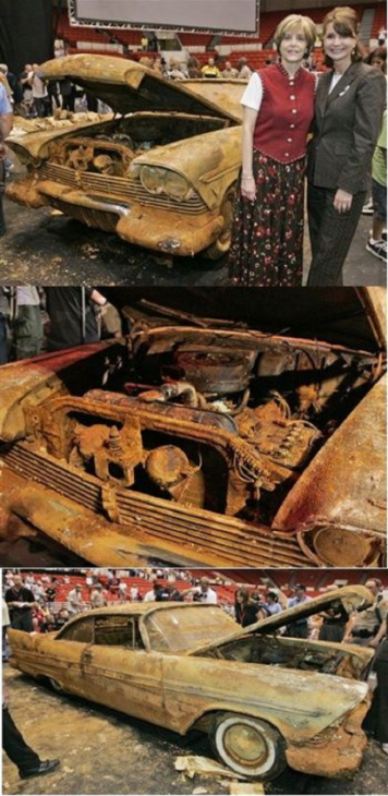 time capsule 1957 plymouth belvedere with only 4 miles was lying underground for 50 years