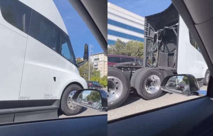 tesla semi sounds like a jetliner while rocking aero skirts in recent sighting