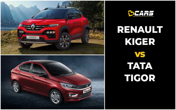 renault kiger vs tata tigor price, engine specs, dimensions comparison